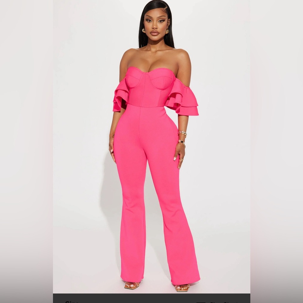 Neon pink bandage jumpsuit Medium